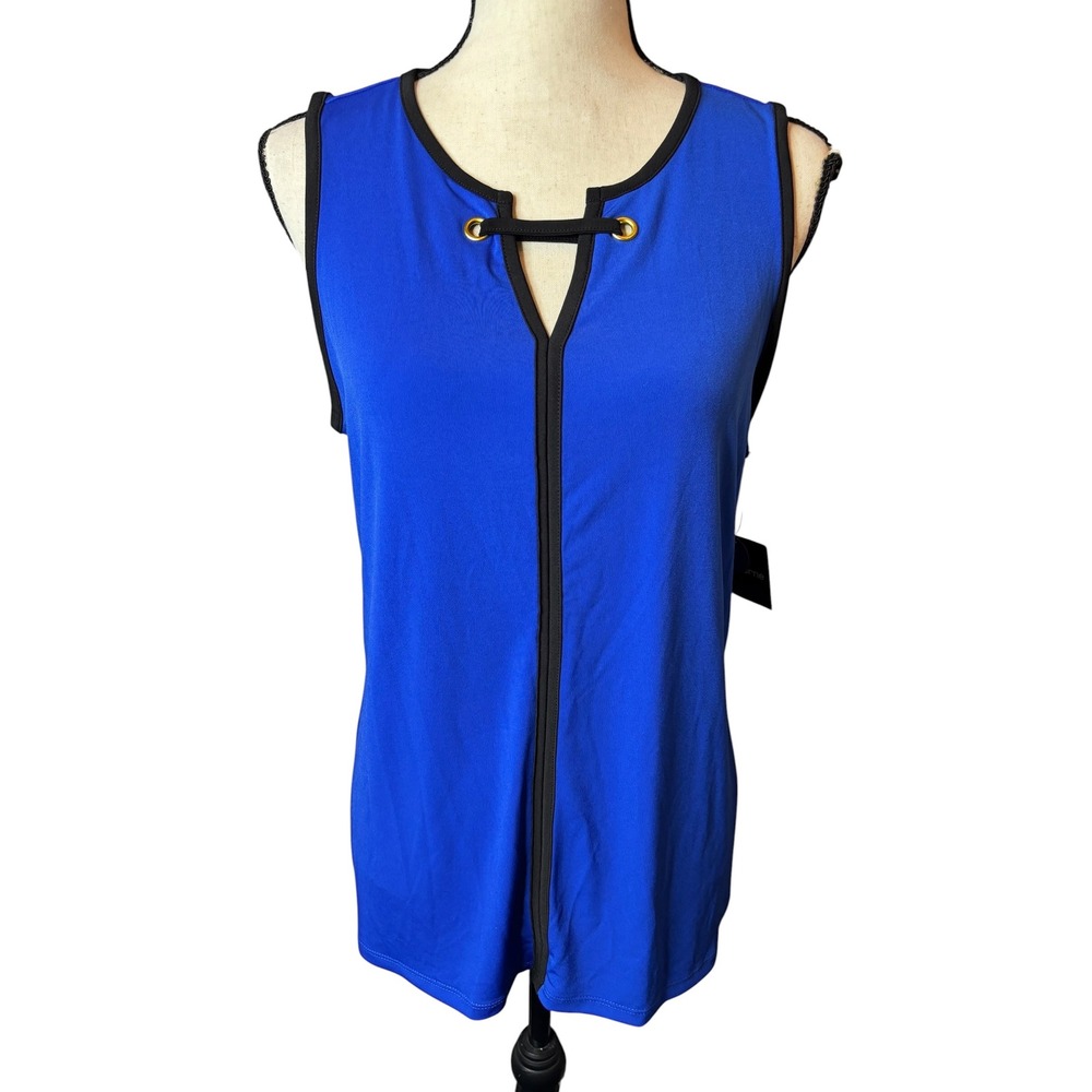 Liz Claiborne Career Grommet Tank 19 Bold Blue Sleeveless Top M NWT